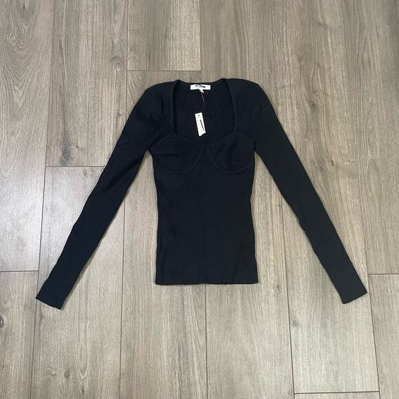 Madewell Wide Rib Long Sleeve Corset Lightweight Sweater Top US Women's XXS New - Picture 2 of 6